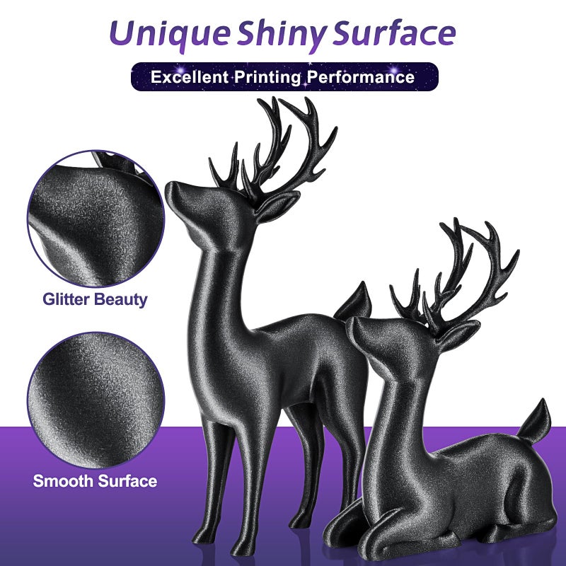 ERYONE Galaxy PLA 3D Printer Filament, Sparkle Glitter PLA, 1.75mm +/-0.03mm, 1kg(2.2LBS)/Spool, Christmas Filament, Galaxy Black - Image 2
